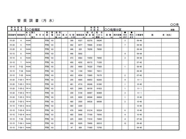 下水道台帳調書